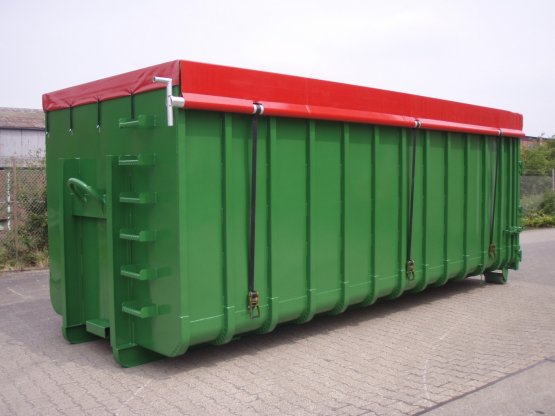 HÜLLENKREMER Containerbau NRW - Abrollcontainer mit Längsplanenabdeckung