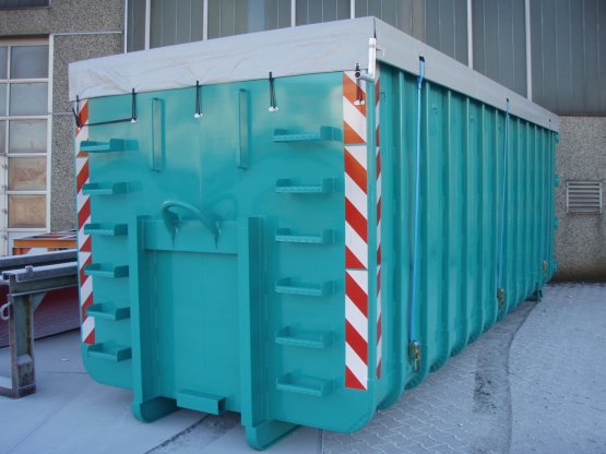 HÜLLENKREMER Containerbau NRW - Abrollcontainer mit Längsplanenabdeckung