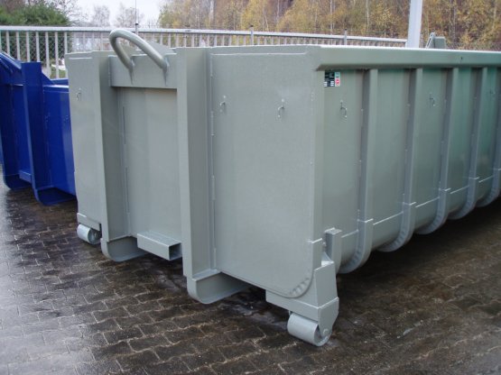 HÜLLENKREMER Containerbau NRW - Abrollcontainer, offen, Entleerungsklappe, Inhalt ca. 15 m³